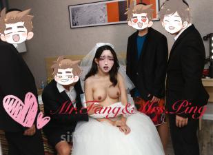 9月最新,群P场面极度淫乱!头顶绿油油的男人找单位的4个男同事来干自己的老婆【萍夫人】人妻少妇丰满韵味十足,婚纱5P野战.